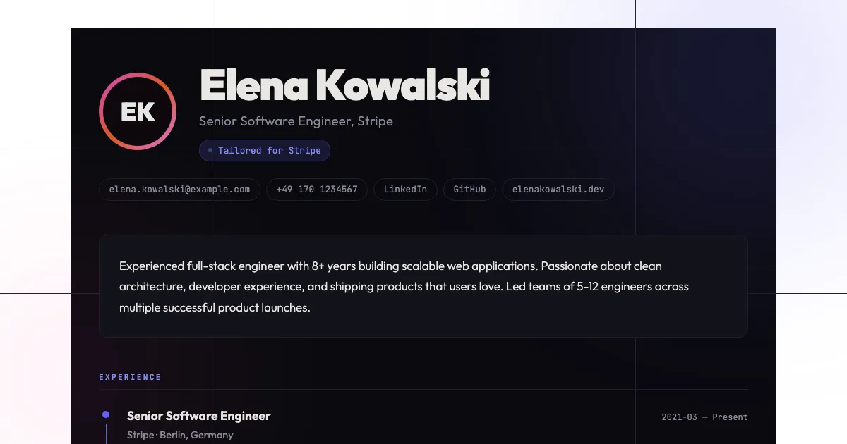 Example application website in the Bold theme