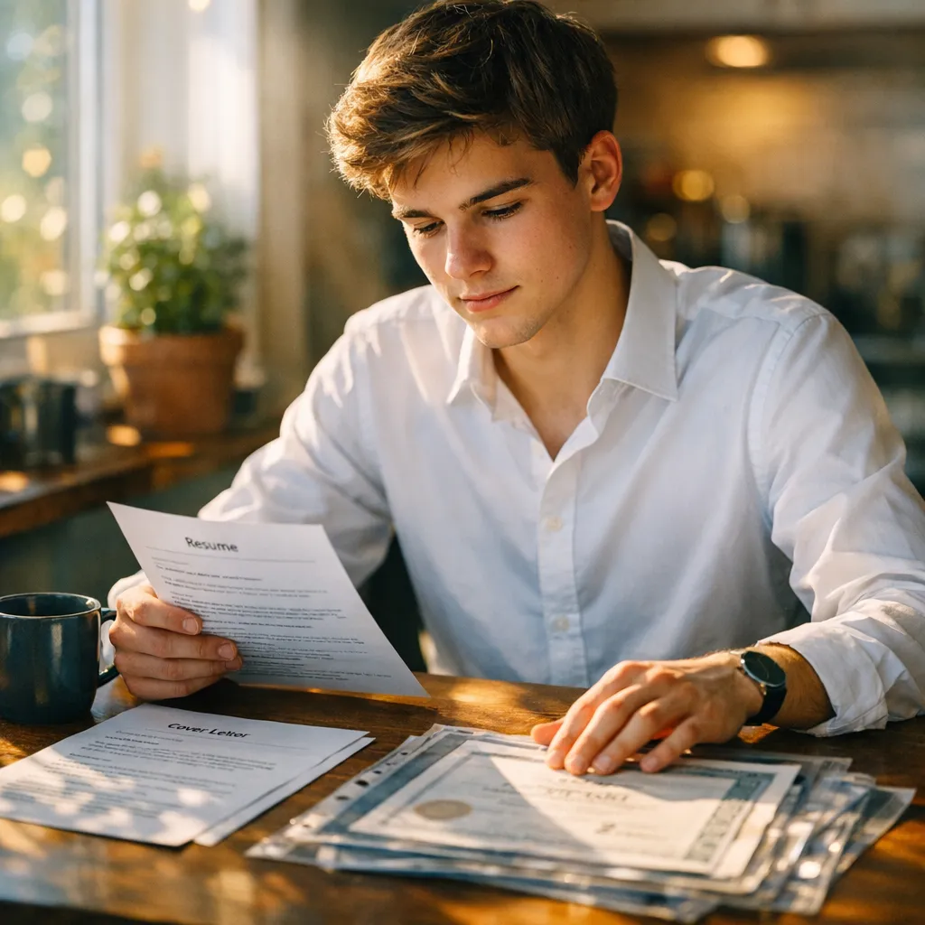 Young person preparing apprenticeship application documents