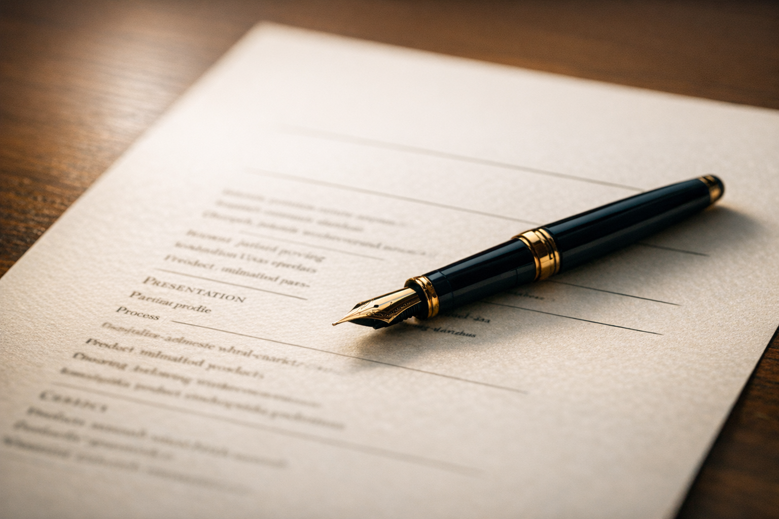 Gros plan d'un CV magnifiquement composé imprimé sur du papier haut de gamme